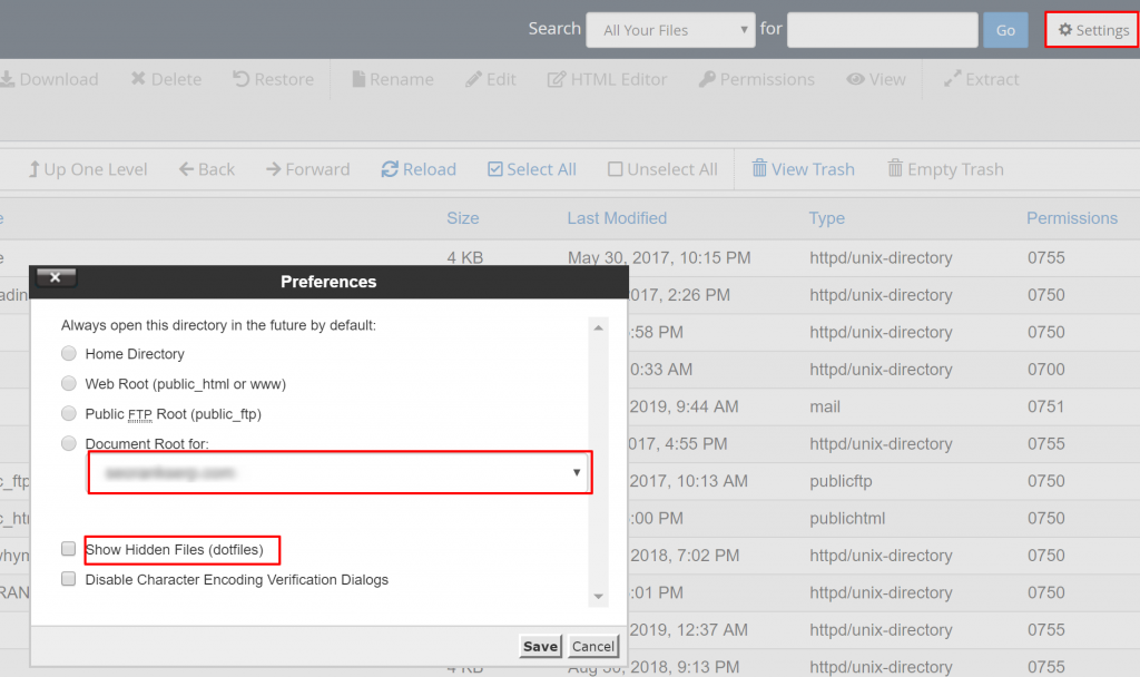 pasta raiz do documento cpanel